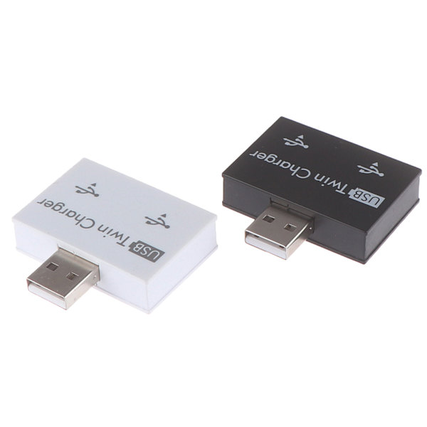 USB2.0 hane till dubbel laddare Dual 2-portars USB splitter Black