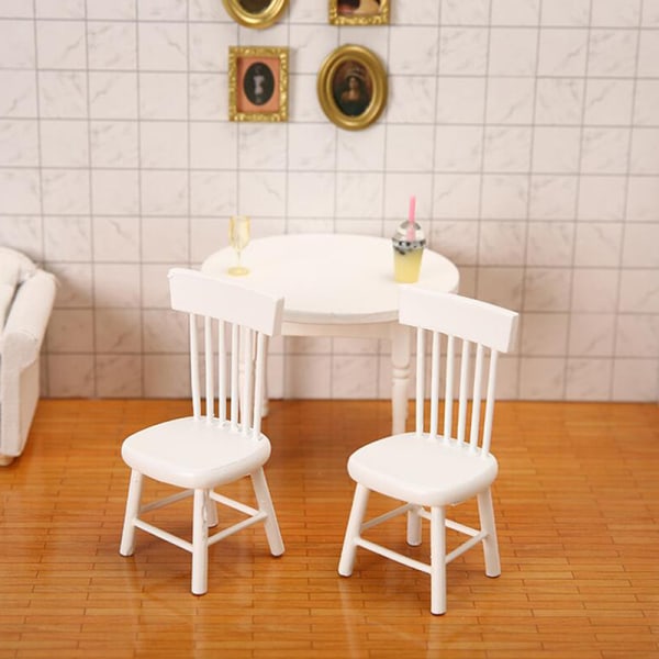 1/12 dockhus miniatyrmöbler vitt matbord i trä Set