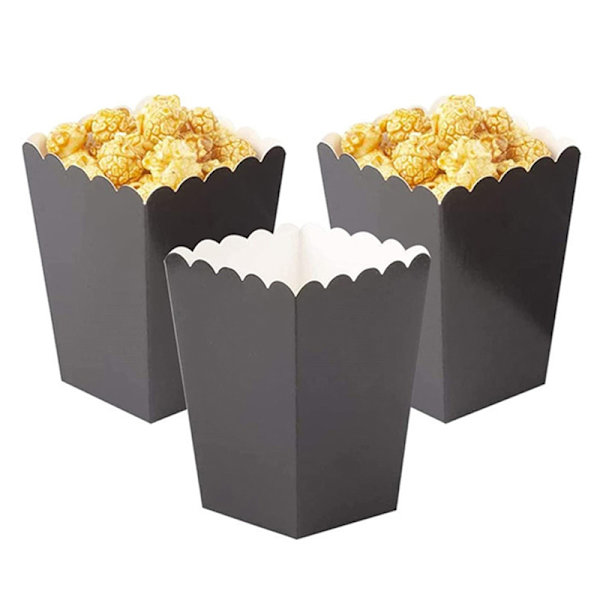10 st Popcorn Snack Box Engångs Snack Containers Paper Chic White