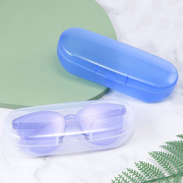 Blå Transparent Case Plastlåda Platt Spegel Myopia Gl Transparent