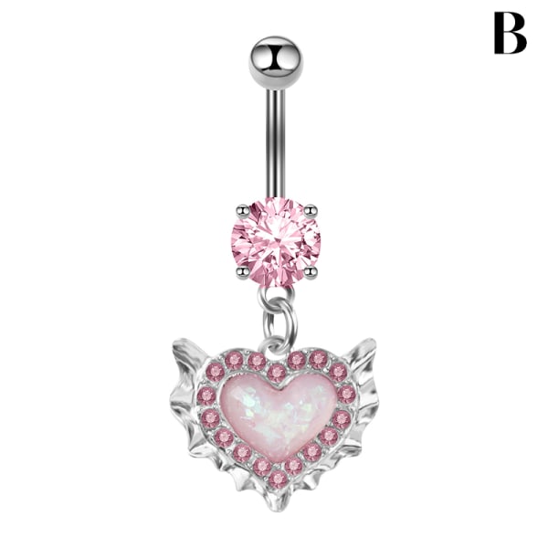 Hjärta Belly Button Rings Rosa Dammode Belly Ring Dangle N A
