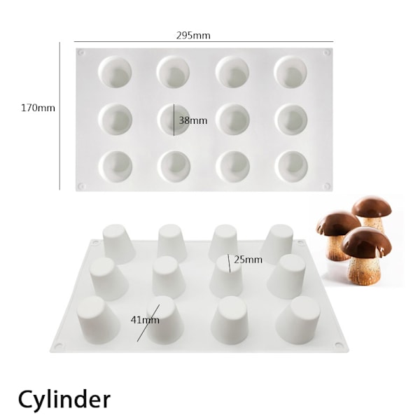 Mushroom Silikon Mousse Tårtform Form Form Tårta cylinder