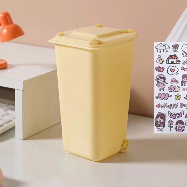 Mini papperskorg 4-färgad sopförvaringslåda Vardagsrum C Yellow
