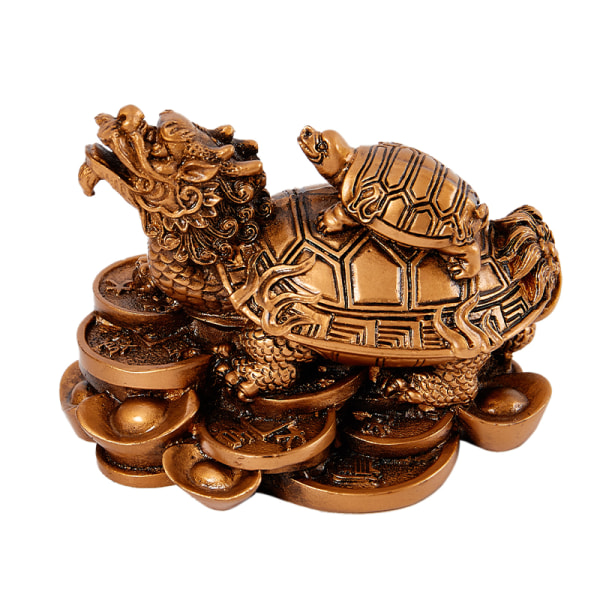 Feng Shui Dragon Lucky Turtle Tortoise Craft Statue Fortune Or Gold
