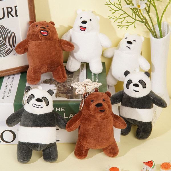 We Bare Bears Nyckelring Hänge Plysch Doll Toy Brun Björn Vit A3