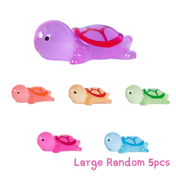 1/5 st Mini Resin Lysande Turtle Figurines Dekoration Bil Dash Large Random 5pcs
