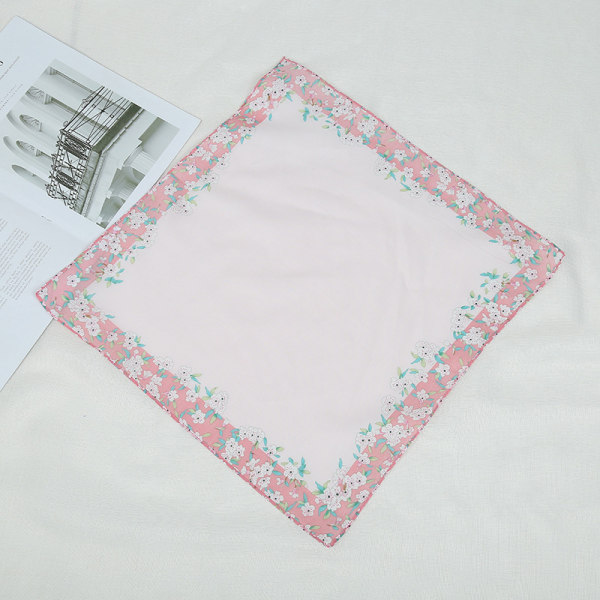 Populära blomma printed damnäsdukar kökshanddukar Pink