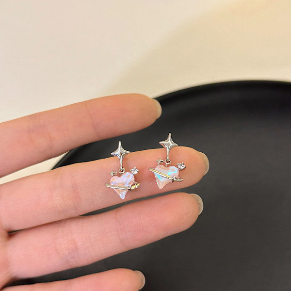 6 st/ set Rosa Kristall Opal Persika Hjärta Cross Star Drop örhängen 6pcs/set