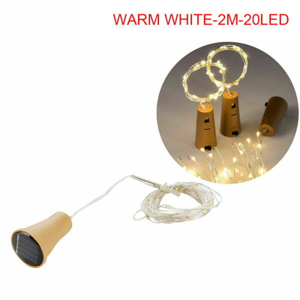 Solenergi Vinflaska Lampor LED Strings Koppartråd Hem Pa Warm White-2M-20LED