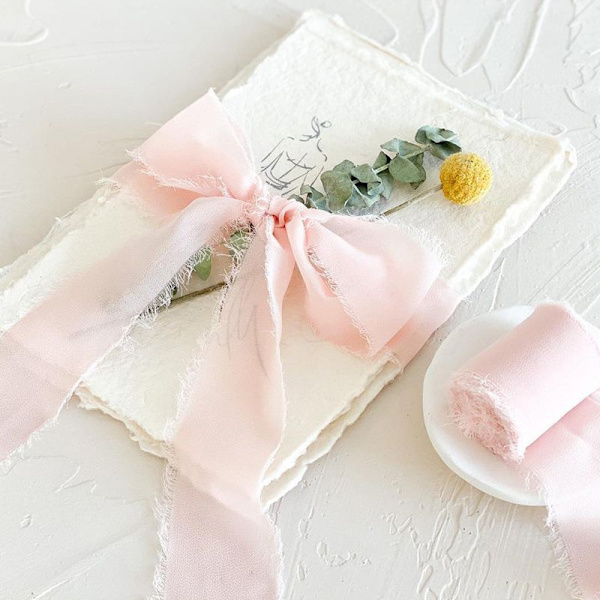 Frayed Edged Wrinkle Chiffong Silk Ribbon Handgjord Ripped Weddin H