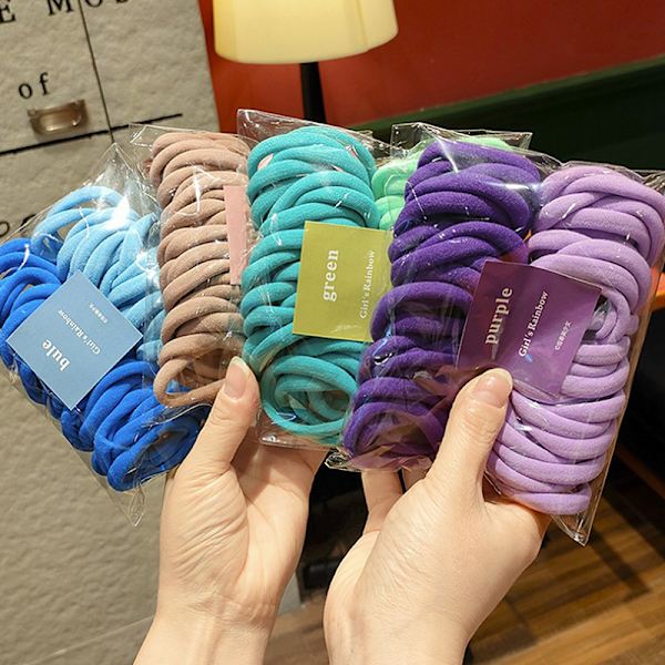 50/ Set Kvinnor Flickor 4CM 2CM Färgglada Nylon Elastiska Hårband Po A6