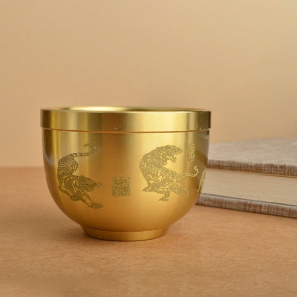 Feng Shui Treasure Bowl Vat Mässing Koppar Erbjudande skål Servering B