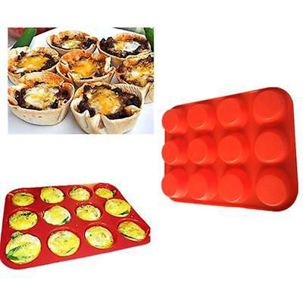 12 koppar silikon muffins muffins bakplåt non-stick diskmaskin