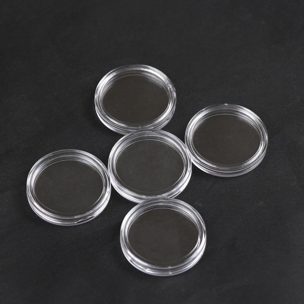 10 st 25 mm applicerade genomskinliga runda fodral Myntförvaringslådor Kapsel