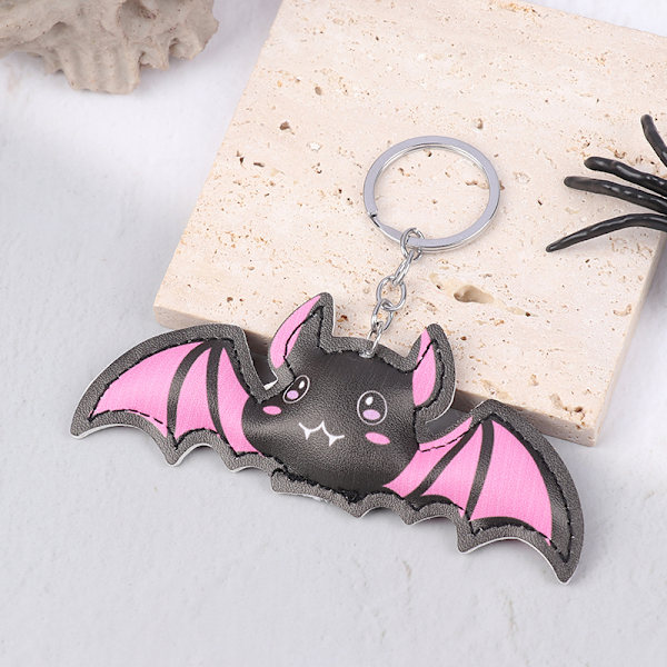 Halloween e Pink Bat Leather Keychain Härlig Bat Keyring Keys H