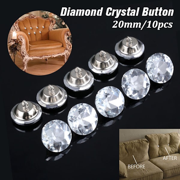 10 st 20 mm Crystal Rhinestone-knappar Passar för soffmöbler Ba 10pcs