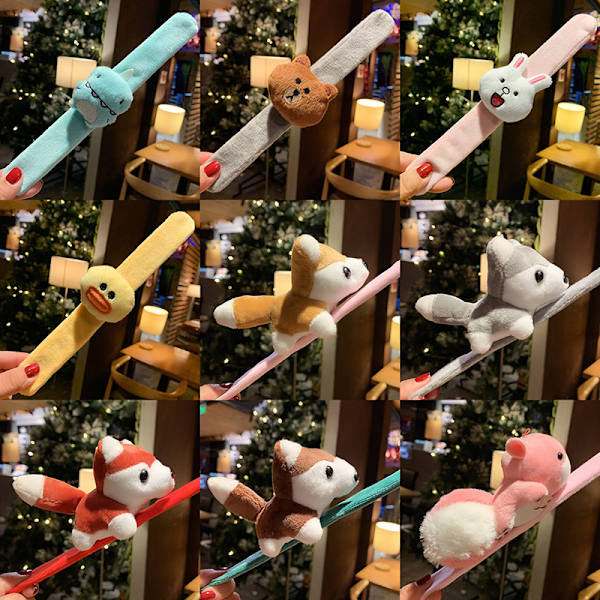 1st Kawaii Animal Cartoon Frukt Klap Ring Slap Snap Wrap Handled A19