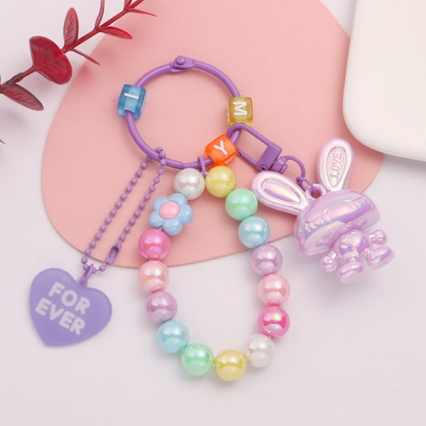 Creative e Candy Color Acrylic Key Ring Beaded Letter Cubic Ke A2