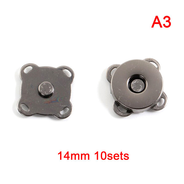 10 set Magnetiska knappar Väskor Magnet Automatiskt adsorptionsspänne Black 18mm