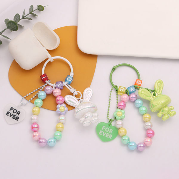 Creative e Candy Color Acrylic Key Ring Beaded Letter Cubic Ke A2
