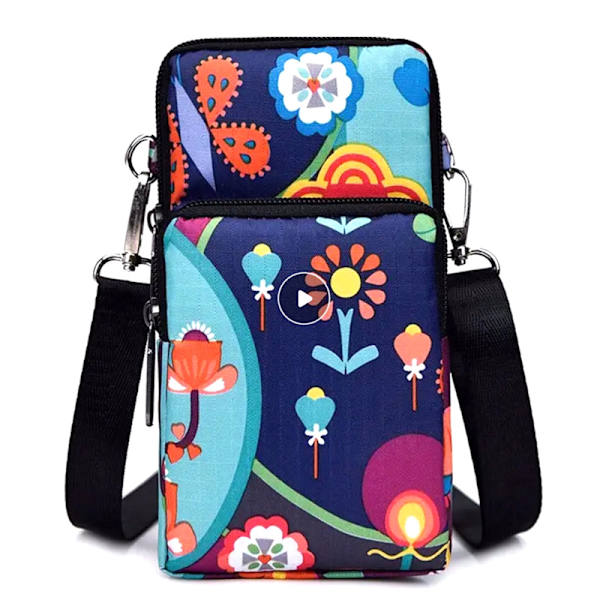 Crossbody-väska i nylon med printed Multicolor-A15