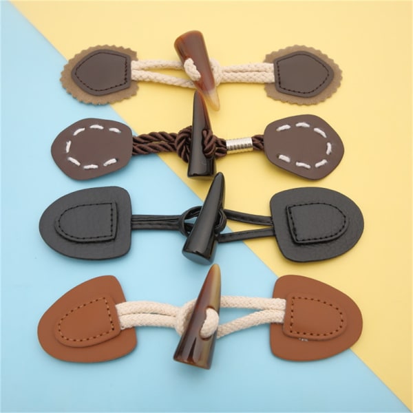 2st Trä Läder Horn Toggle Button Craft Coat Knappar DIY Sy 3