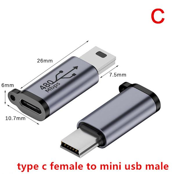 Usb-C till Micro USB Mini USB Adapter Typ-C hona till mikro USB F