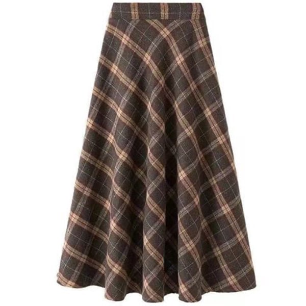 Moderutig retro elastisk midja Lös hög midja lång kjol S Brown XL