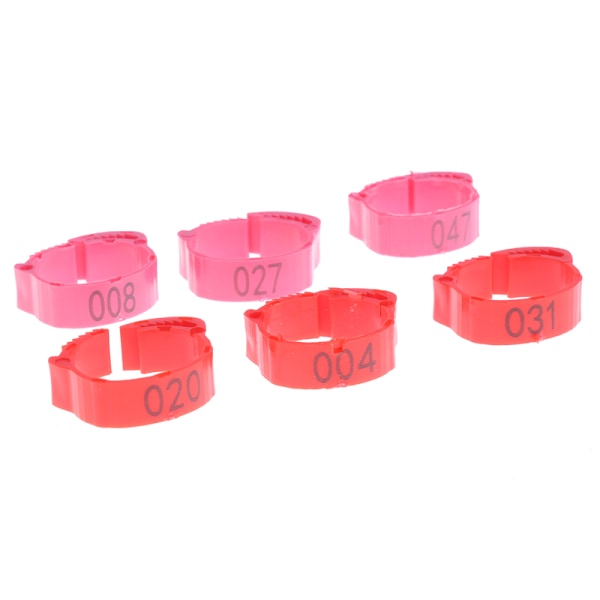 100ST Kycklingfotsring Justerbar storlek Fjäderfäben Digital La Rose red