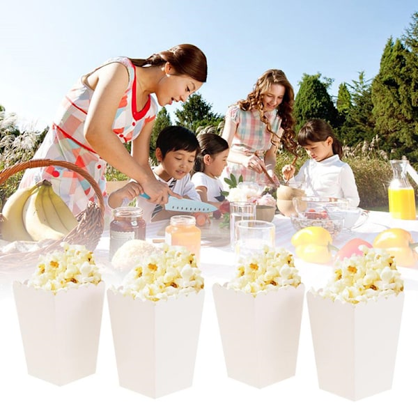 10 st Popcorn Snack Box Engångs Snack Containers Paper Chic White