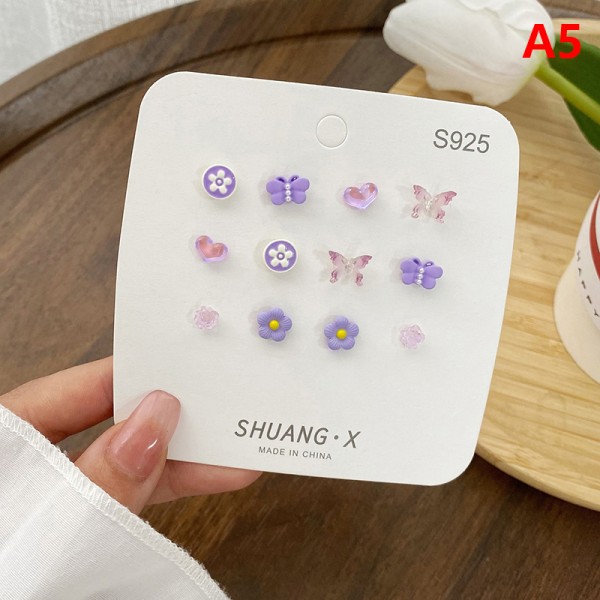 En veckas minimalistisk set av örhänge Tuilp Flower Butterfly Knot A5
