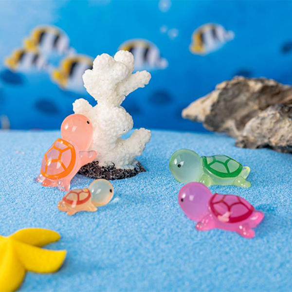 1/5 st Mini Resin Lysande Turtle Figurines Dekoration Bil Dash Large Random 5pcs