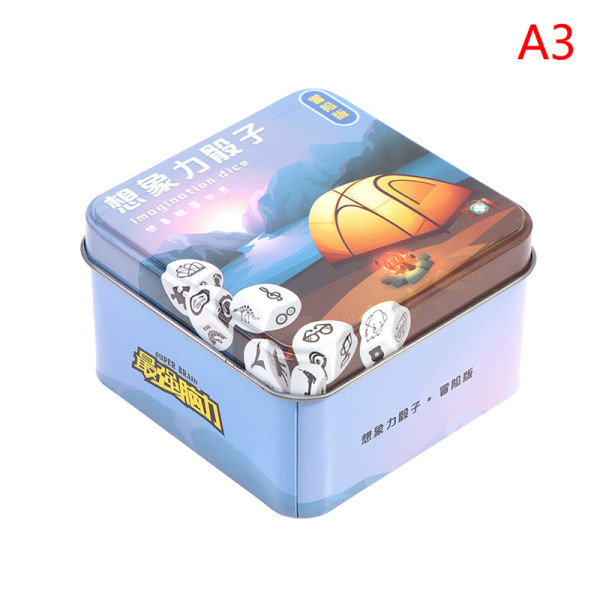 Story Dice Puzzle Brädspel Taling Story Metal Boxes med Ch A3