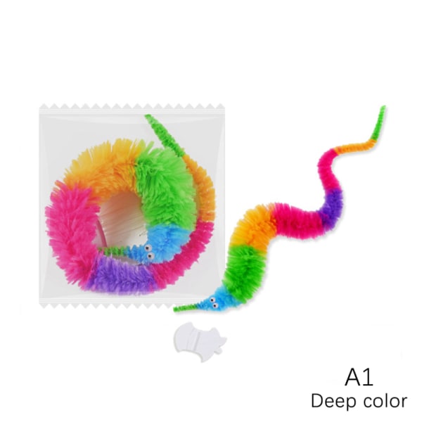 Magic Worm Prop Fuzzy Wiggly Worm Twisty Trick Toy Party Present F Dark Color