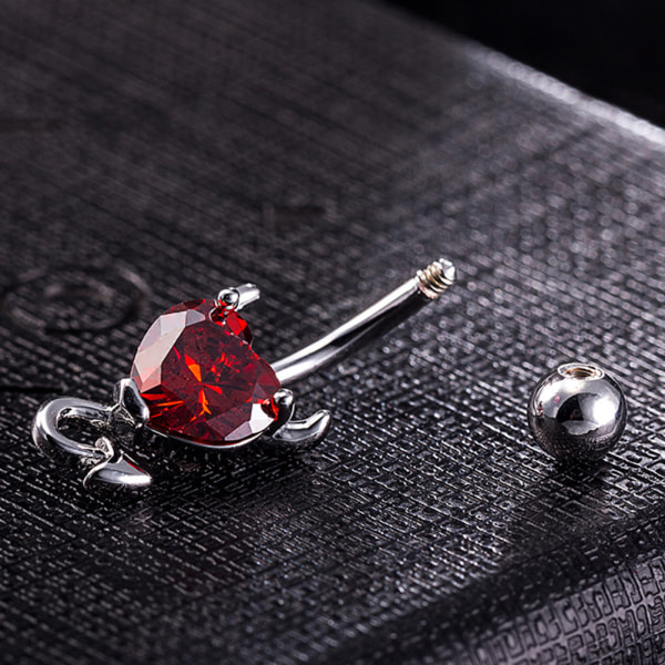 Navel Ring Ruby Heart Spiral Smycken Red