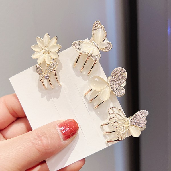 Butterfly Hairpin Mini Clip Huvudbonad Elegant Flower Bang Side B