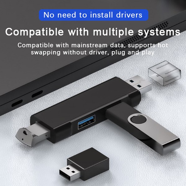 Mini aluminium 3 portar USB 3.0 Hub USB Hub Extensions 2.0 Hub USB Black