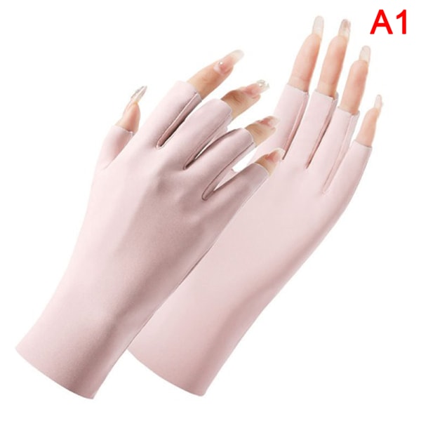Summer Ice Silk Half Fingers Handskar Dam Andas Tunn Finger A1
