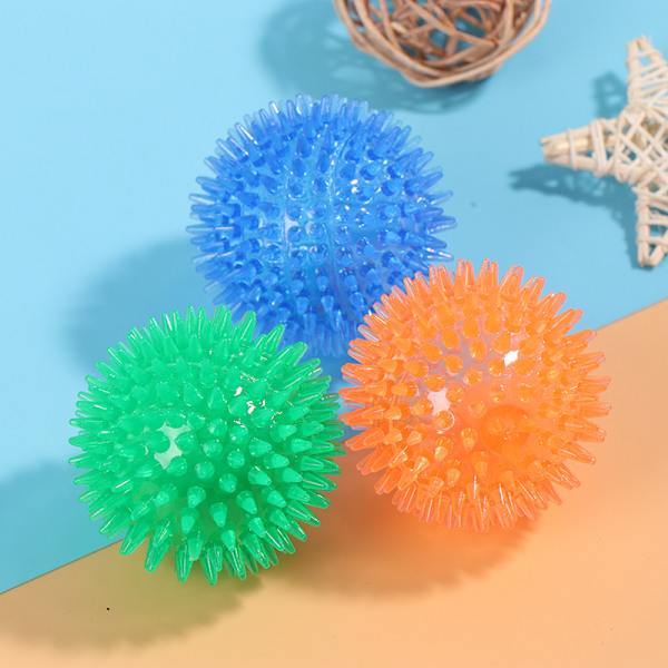 Hund Gummi Leksak Bouncy Flytande Rengöring Spiky Pipig Ball Dog Blue
