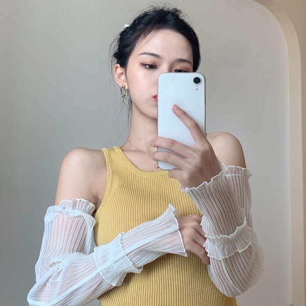 Mesh Garn Spetsärmar Dagliga Kläder Inredning Dam Solskydd Flesh color