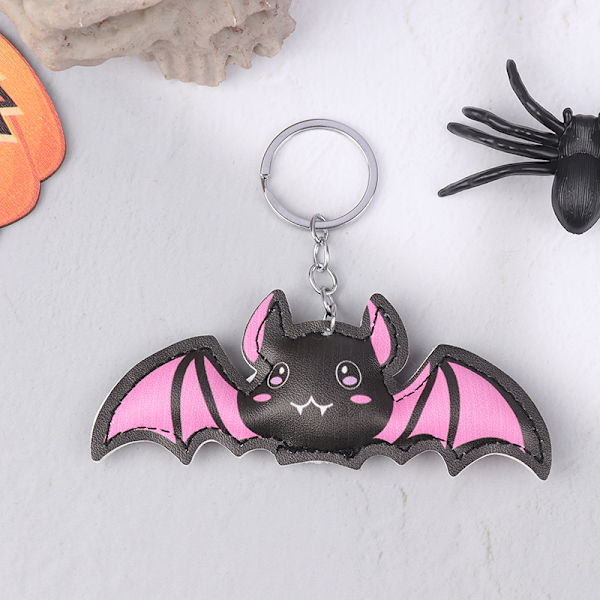 Halloween e Pink Bat Leather Keychain Härlig Bat Keyring Keys H