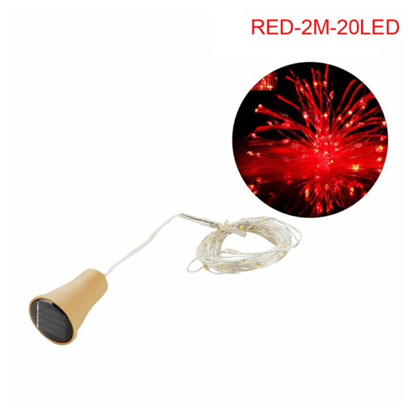 Solenergi Vinflaska Lampor LED Strings Koppartråd Hem Pa Red-2M-20LED