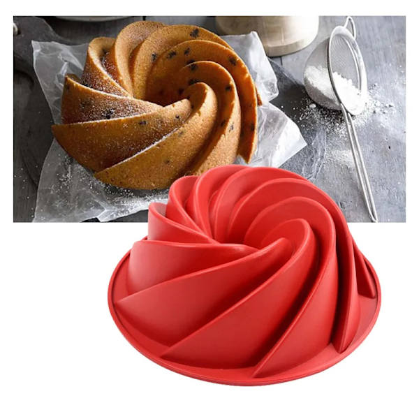 1st 3D stor spiralform silikon mould DIY bakverk Ba
