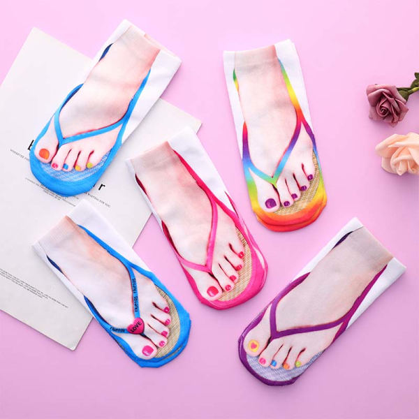 e Printed 3D-strumpor för kvinnor Kawaii Low Ankel Femme Girls B