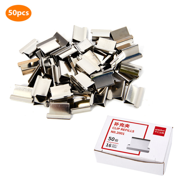 Hand pappersklippare Metallhäftare Pappersklämmor för dokumentbindare 50pcs clip