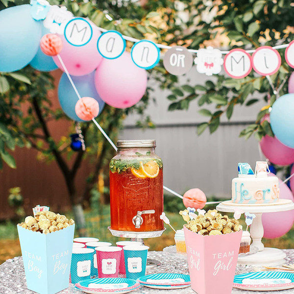 10st Gender Reveal Party Popcorn Boxes Baby's Sex Reveals Part Blue