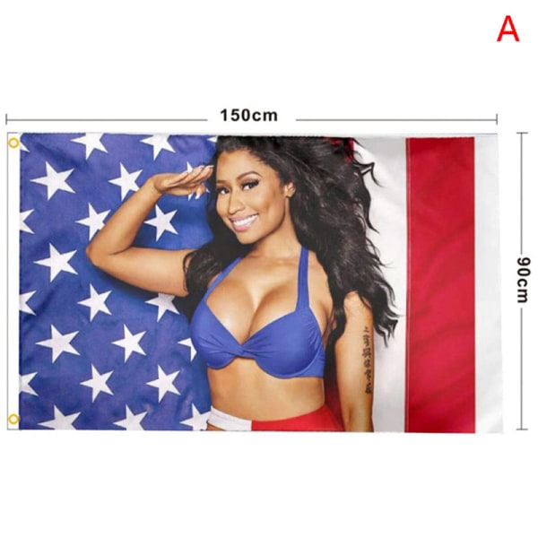 3x5ft Nicki Minaj Rap Sexig USA Flagga Musik Sångare Star Silk Fabr A