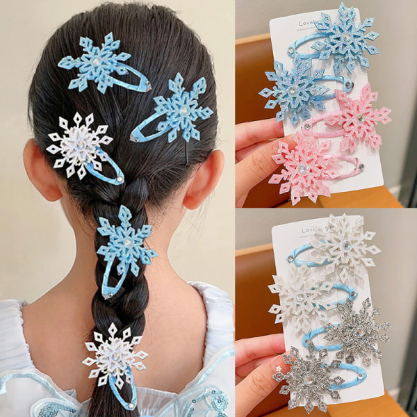 2023 2ST Fashion Princess Snowflake Girls Härliga hårnålar Chil Pink 2