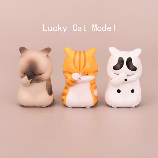1st Tecknad Lucky Cats Model Winking Resin Craft White