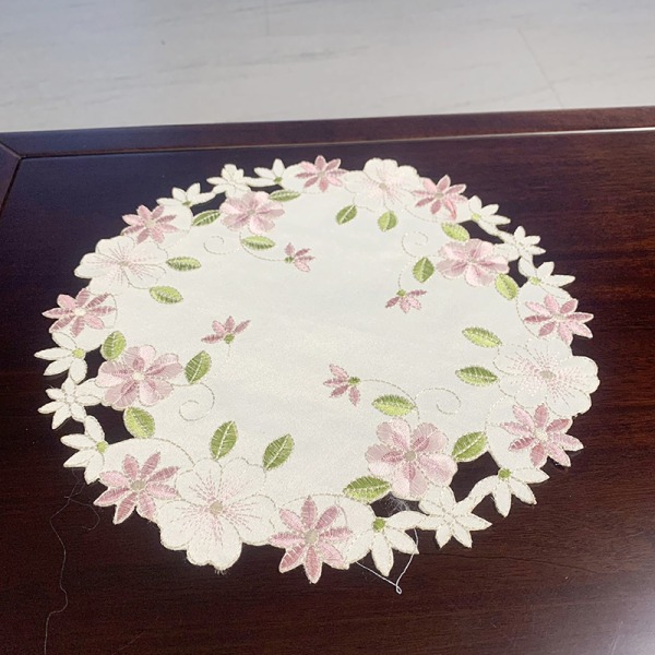 Rose Flower Brodery Placestable Underlägg Cup Pad Bord Place Matt 25cm